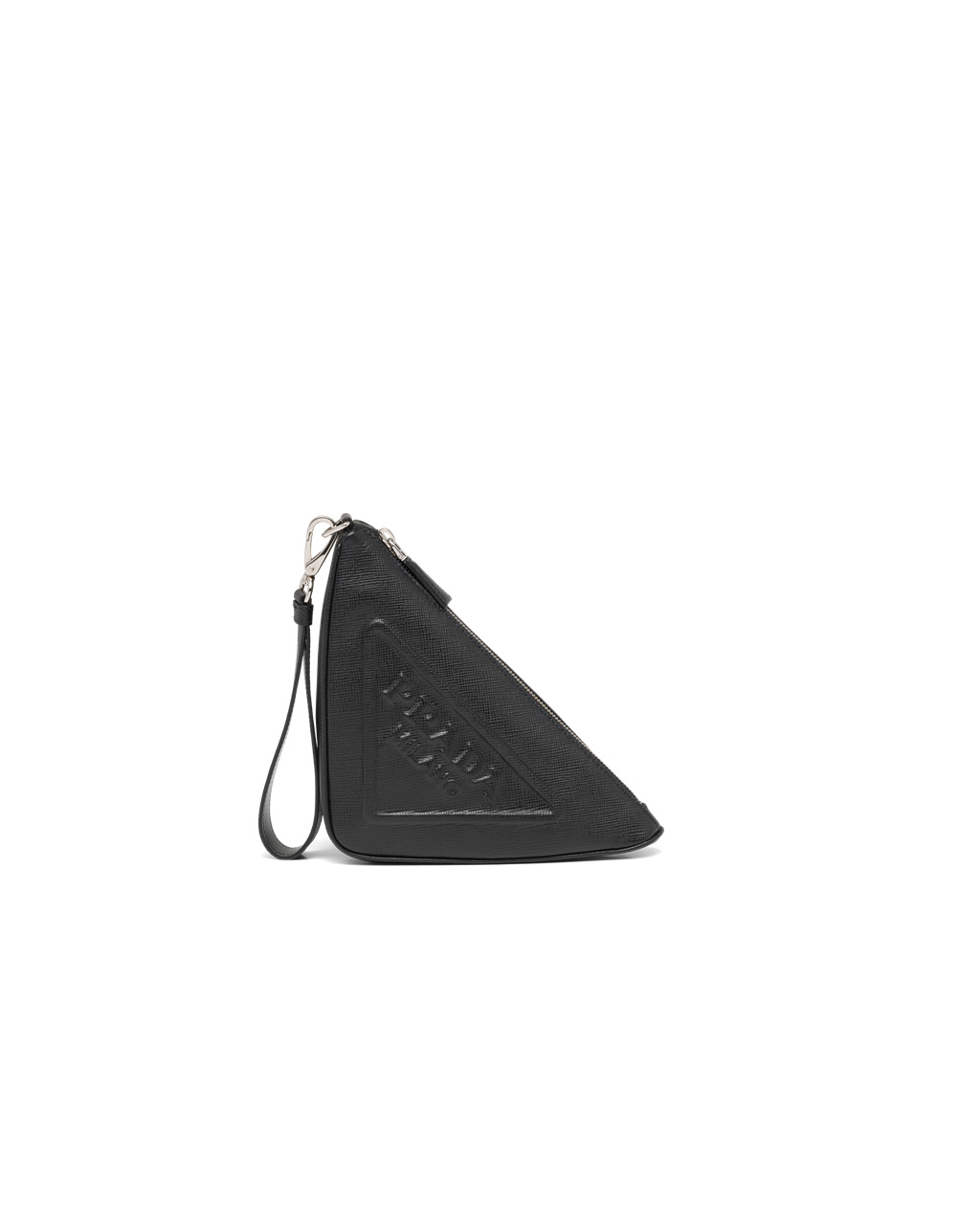 Prada Leather Prada Triangle Pouch Black | 7934OUFPG