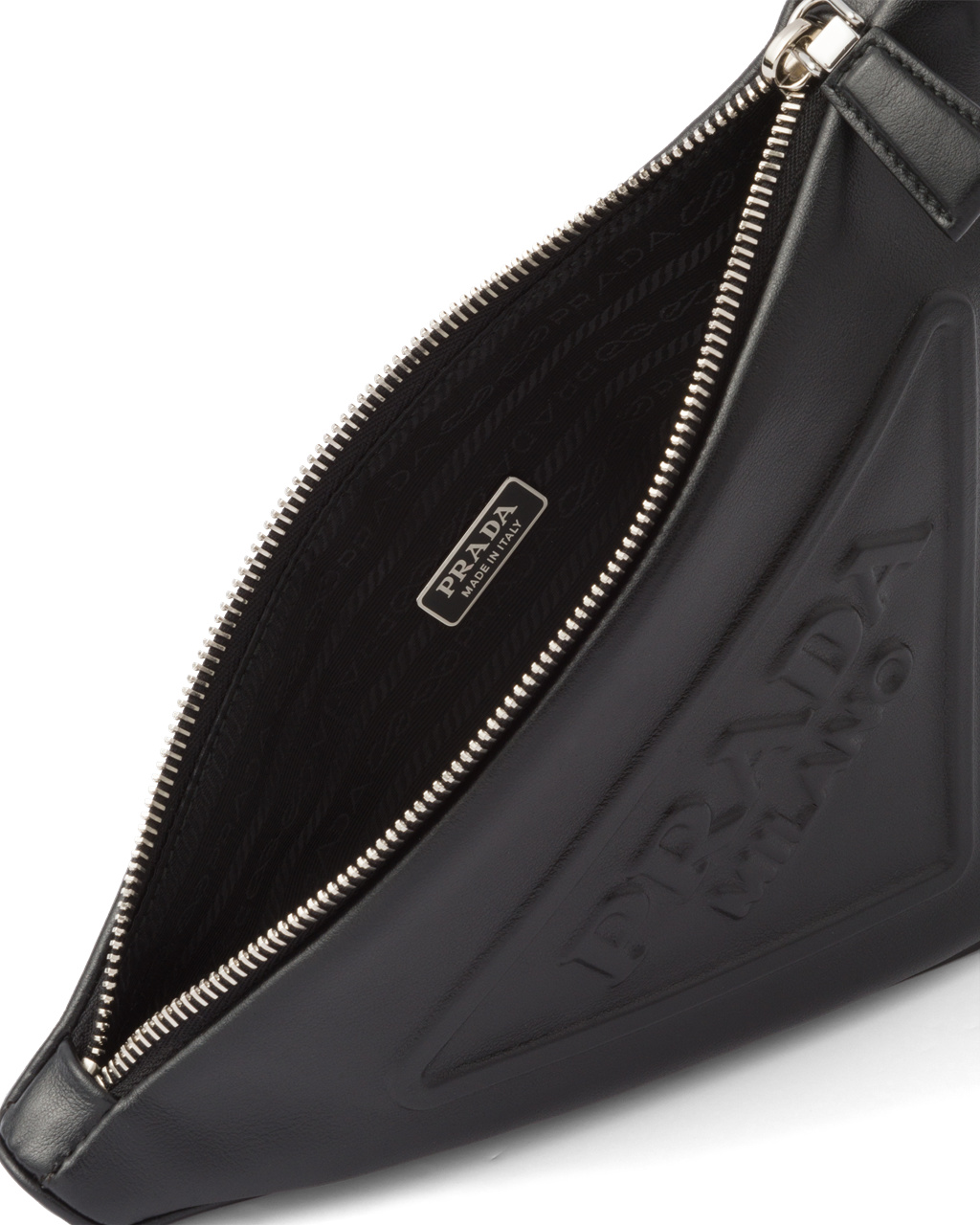 Prada Leather Prada Triangle Pouch Black | 8529KYTFG