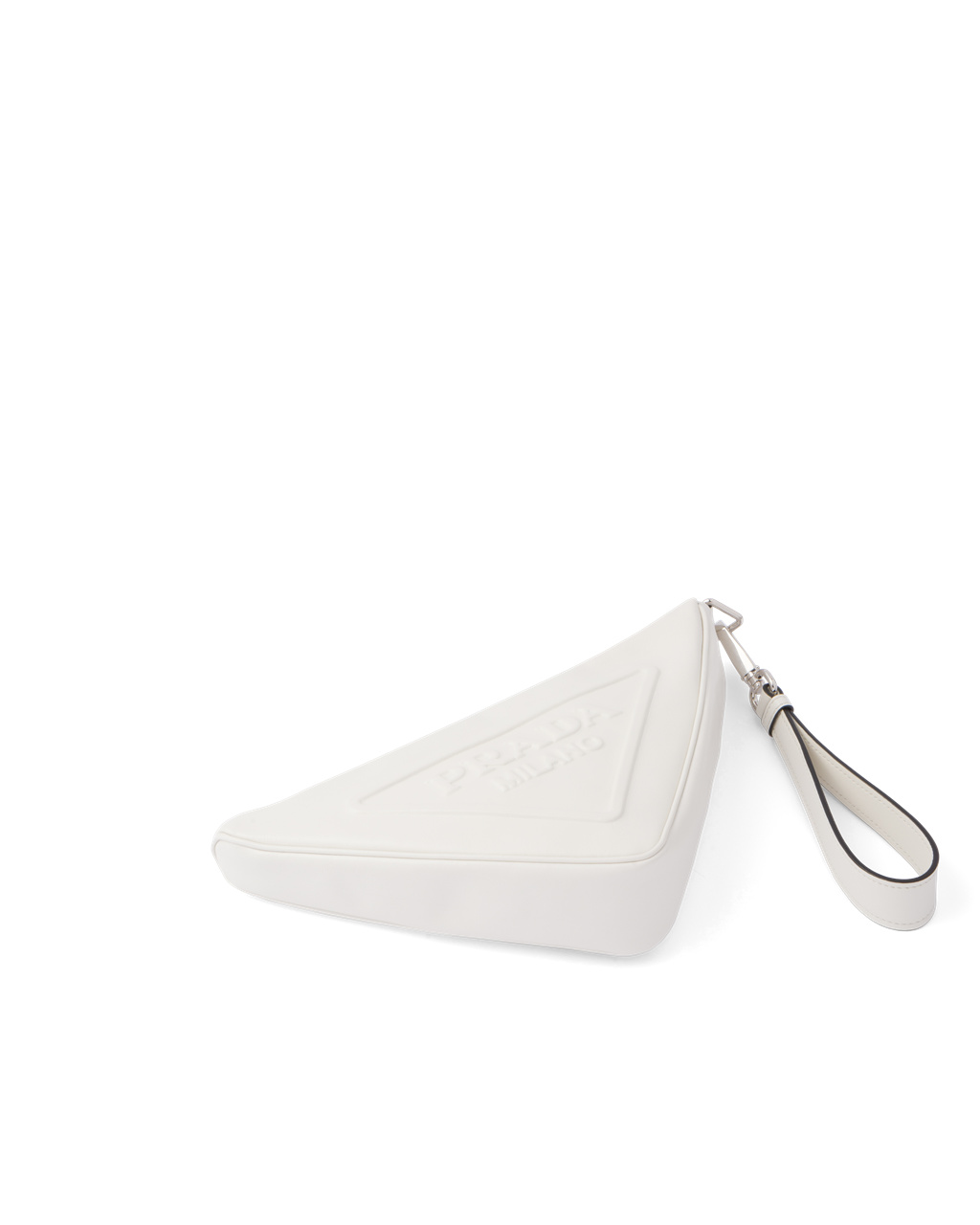 Prada Leather Prada Triangle Pouch White | 9718CHFVY