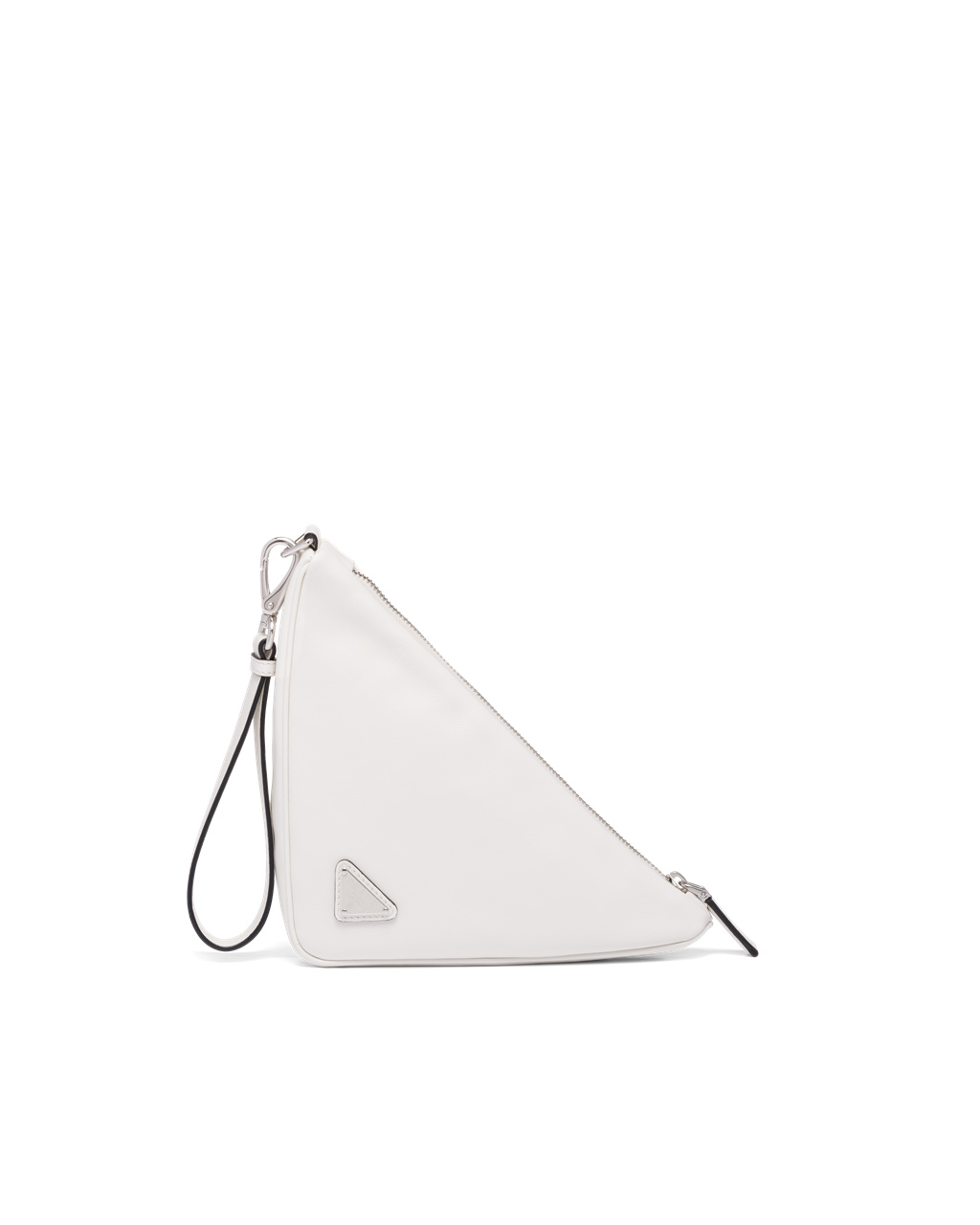 Prada Leather Prada Triangle Pouch White | 9718CHFVY