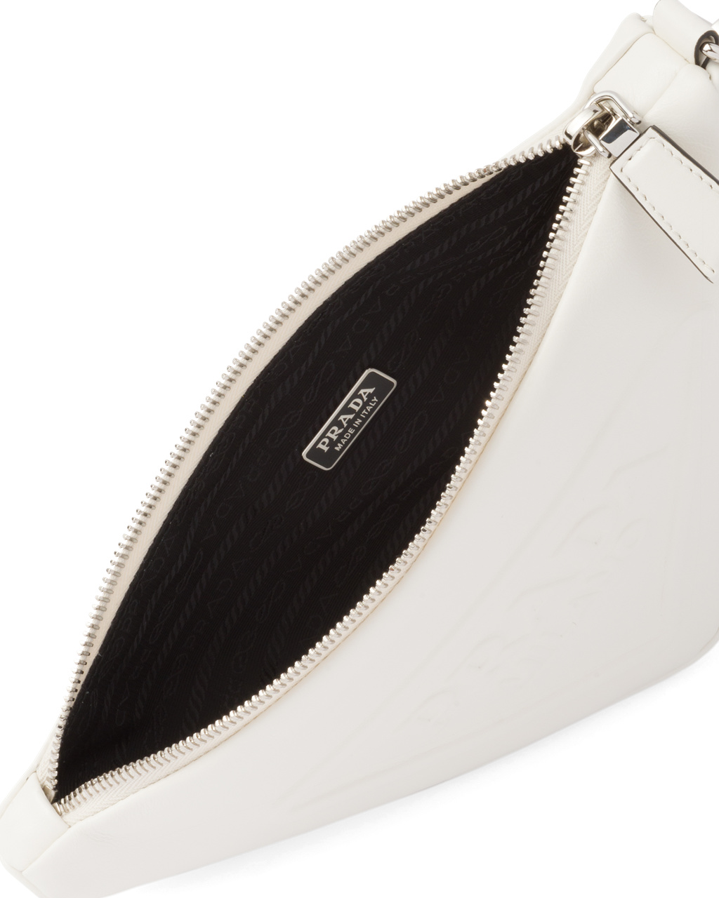 Prada Leather Prada Triangle Pouch White | 9718CHFVY