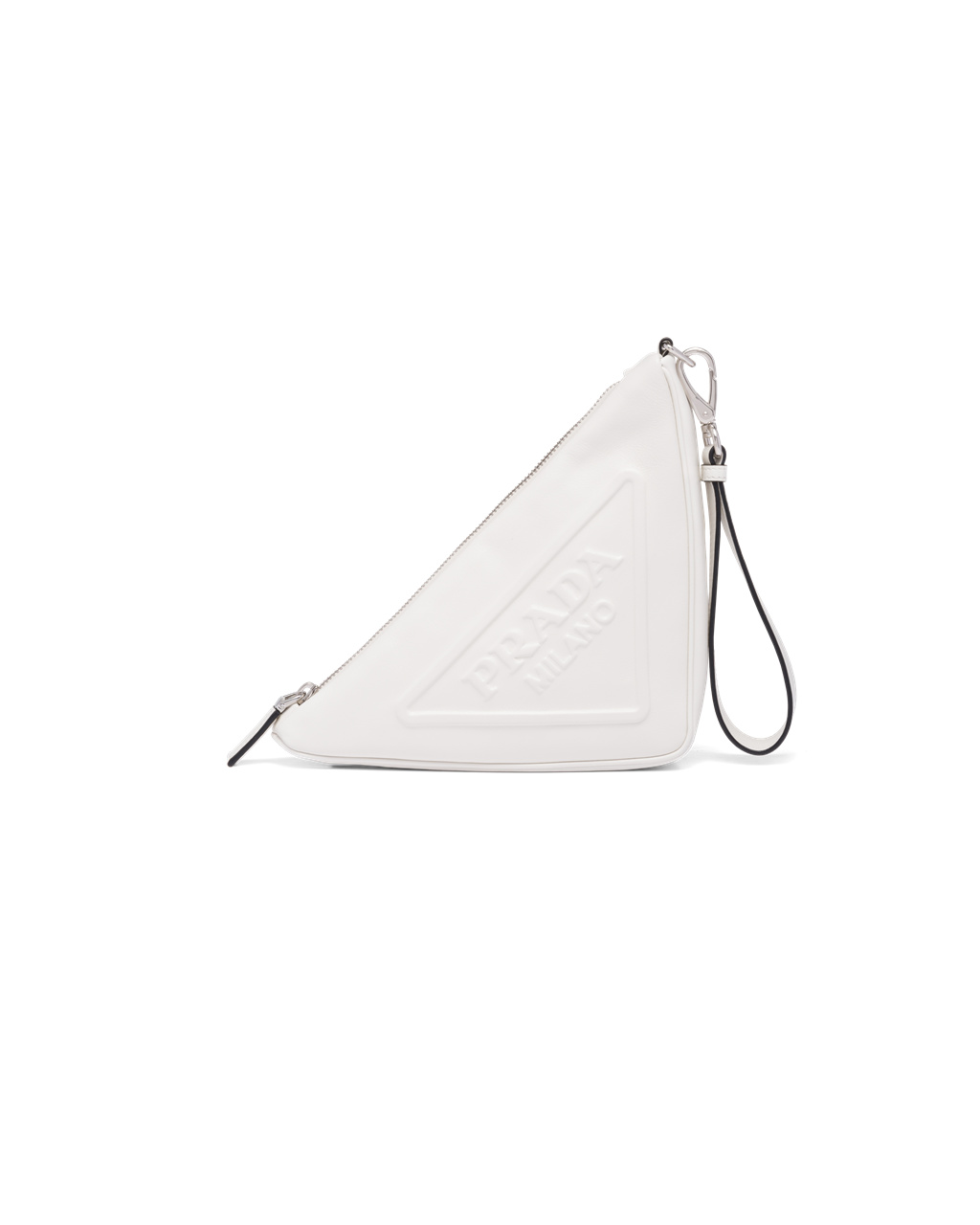 Prada Leather Prada Triangle Pouch White | 9718CHFVY