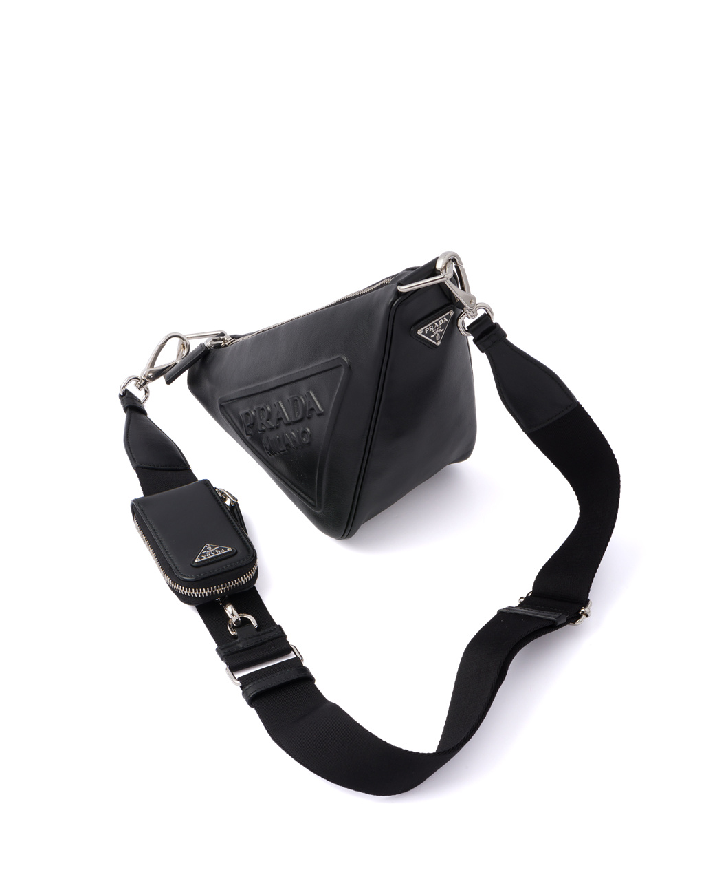 Prada Leather Prada Triangle Shoulder Bag Black | 5271ECBOP