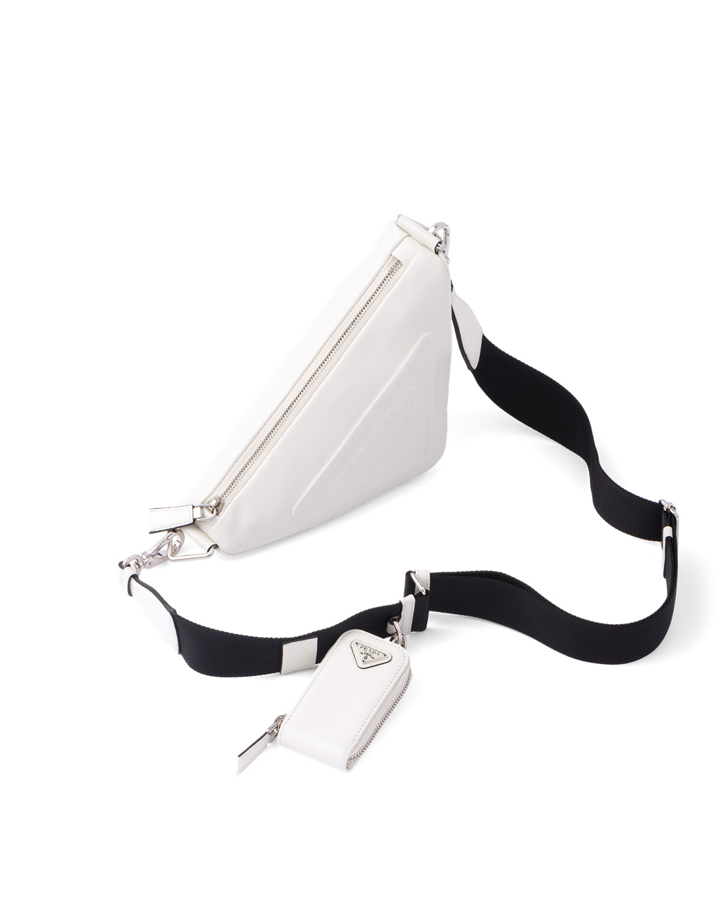 Prada Leather Prada Triangle Shoulder Bag White | 7694GLXOW