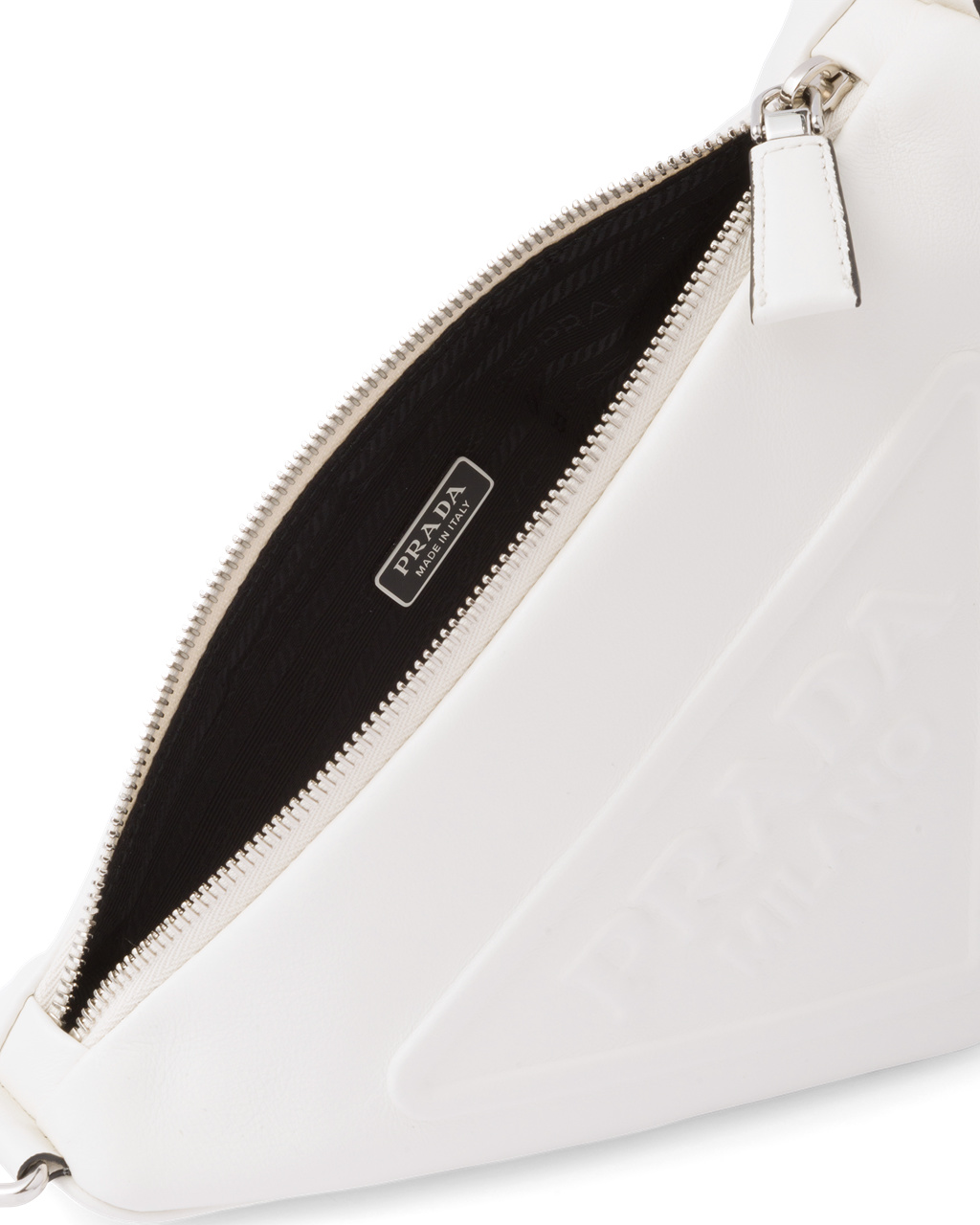 Prada Leather Prada Triangle Shoulder Bag White | 7694GLXOW