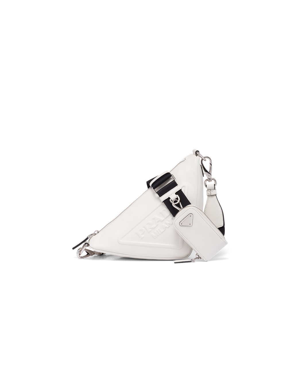 Prada Leather Prada Triangle Shoulder Bag White | 7694GLXOW