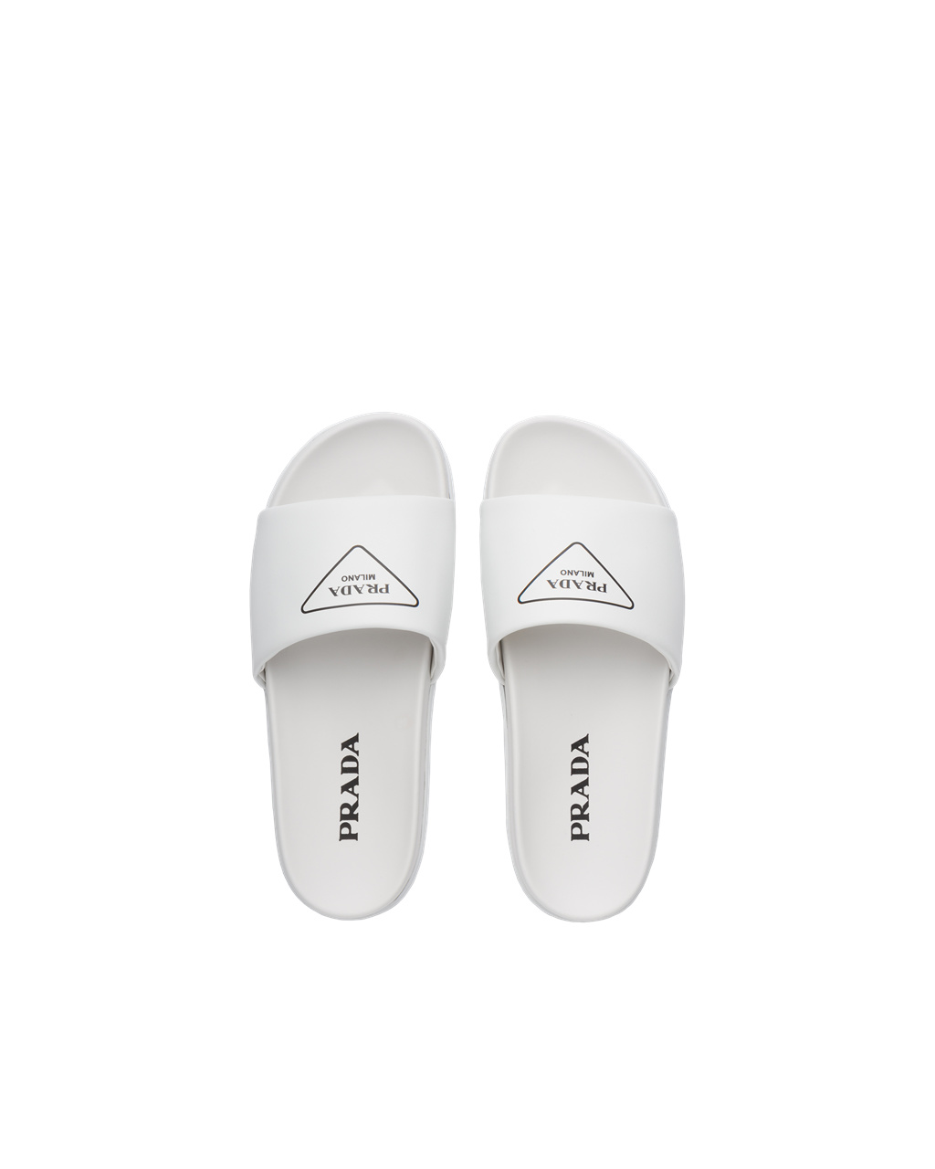 Prada Leather Slides White | 1409URXDL