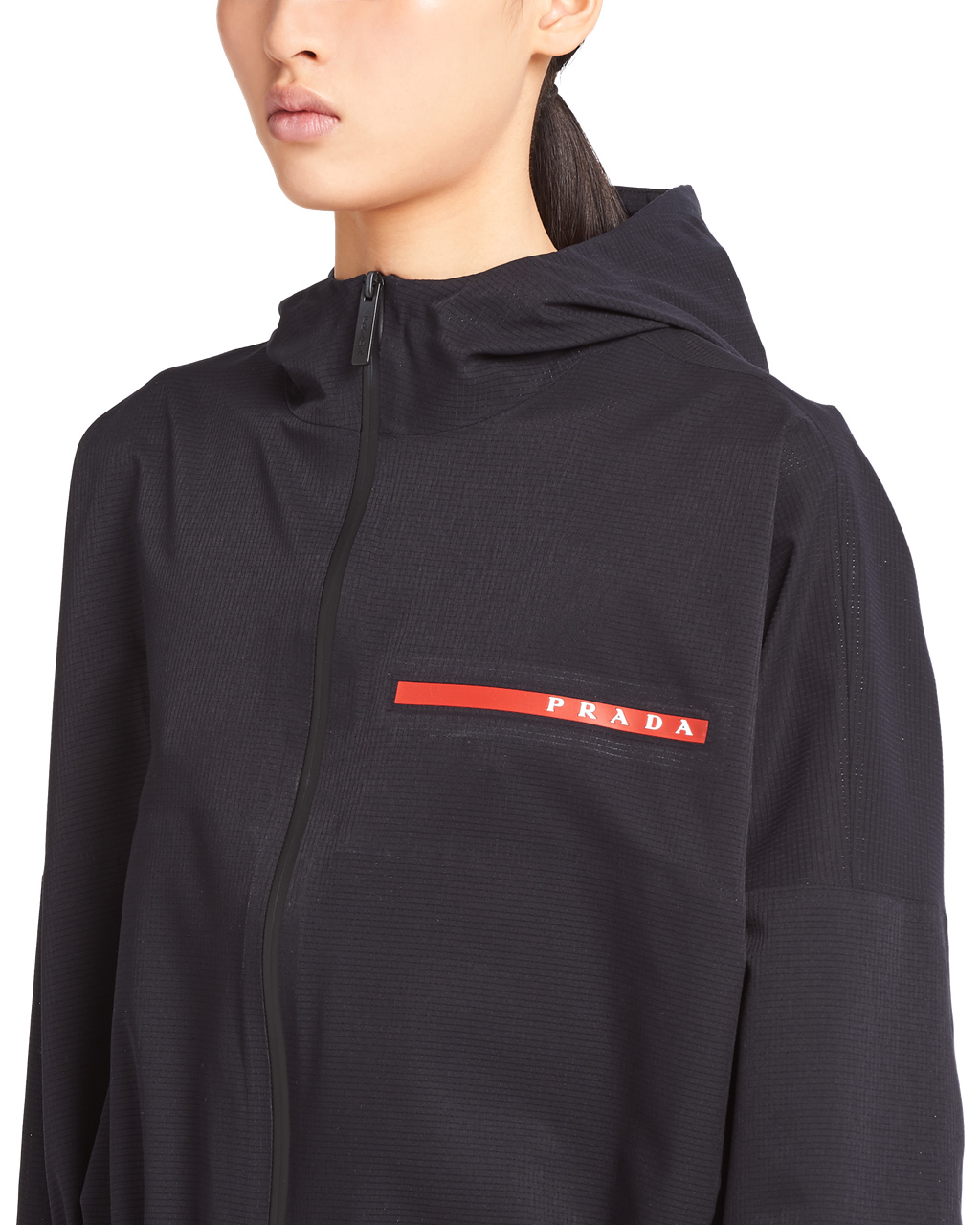 Prada Light Bi-stretch Hooded Jacket Black | 8610VNTJE