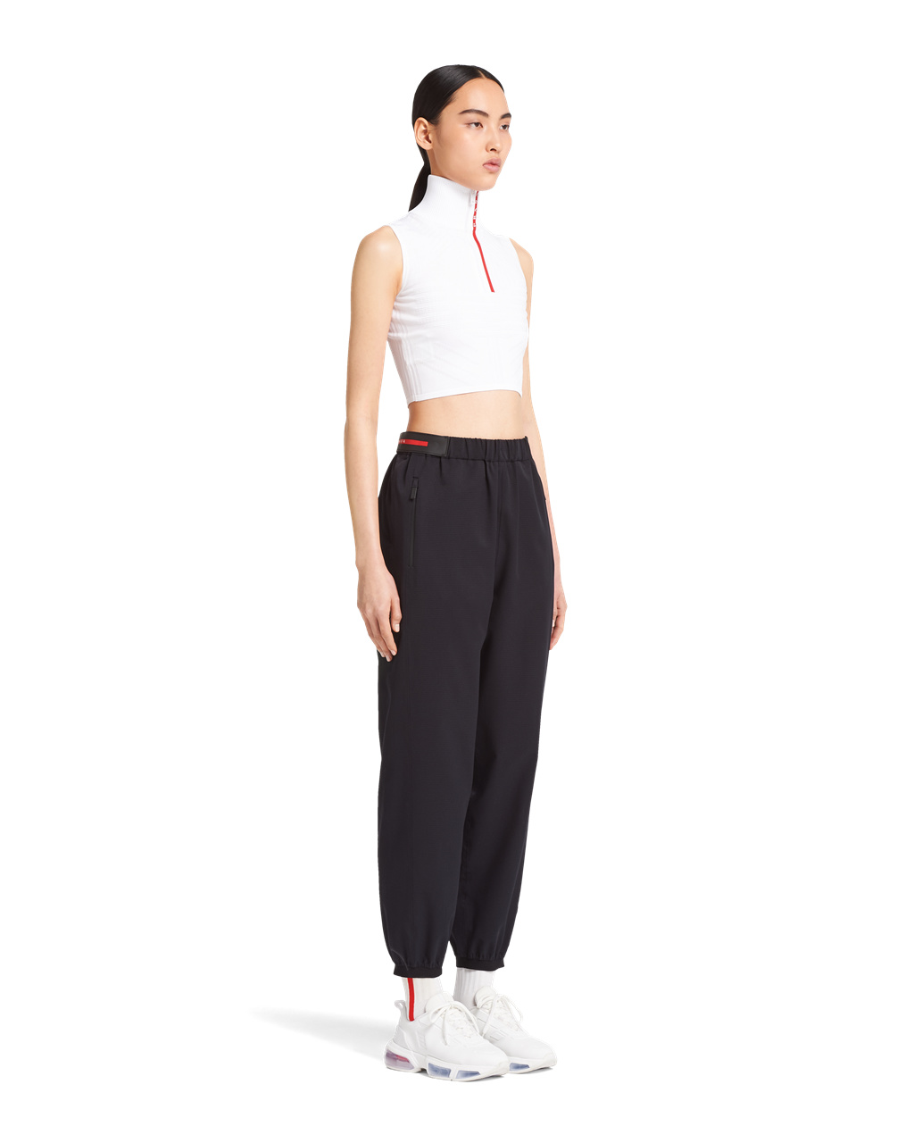 Prada Light Bi-stretch Wide-leg Pants Black | 7243RAGOU