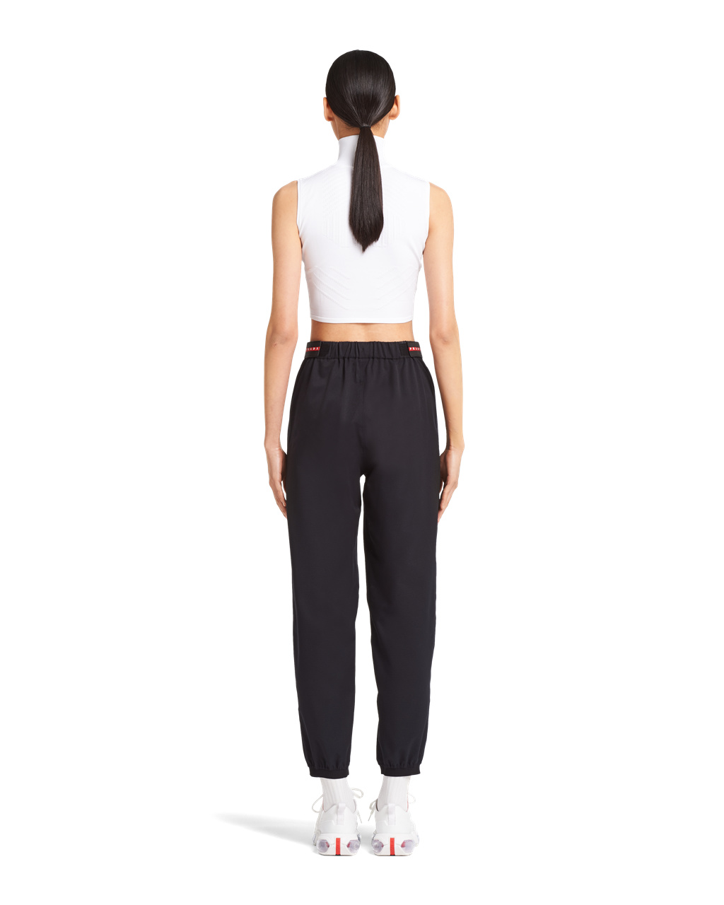 Prada Light Bi-stretch Wide-leg Pants Black | 7243RAGOU