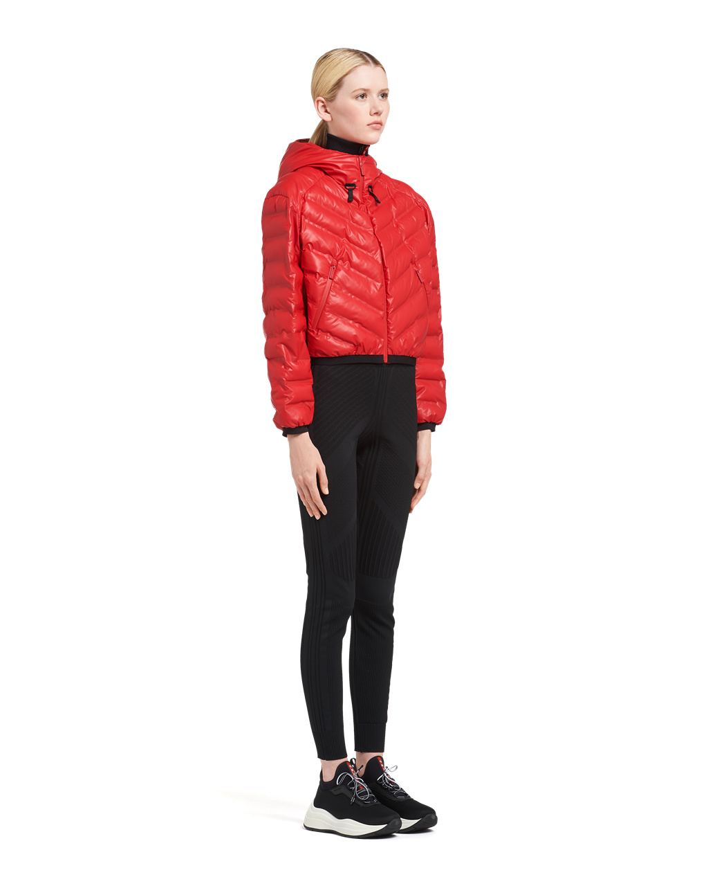 Prada Light Nylon Hooded Puffer Jacket Lacquer Red | 3064LNHWU