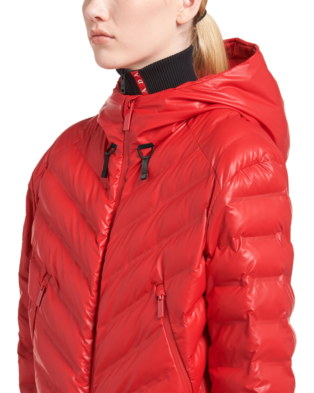 Prada Light Nylon Hooded Puffer Jacket Lacquer Red | 3064LNHWU