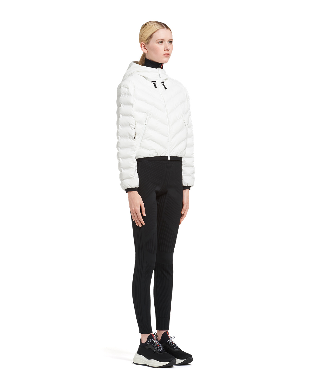 Prada Light Nylon Hooded Puffer Jacket White | 9730ZVRCE