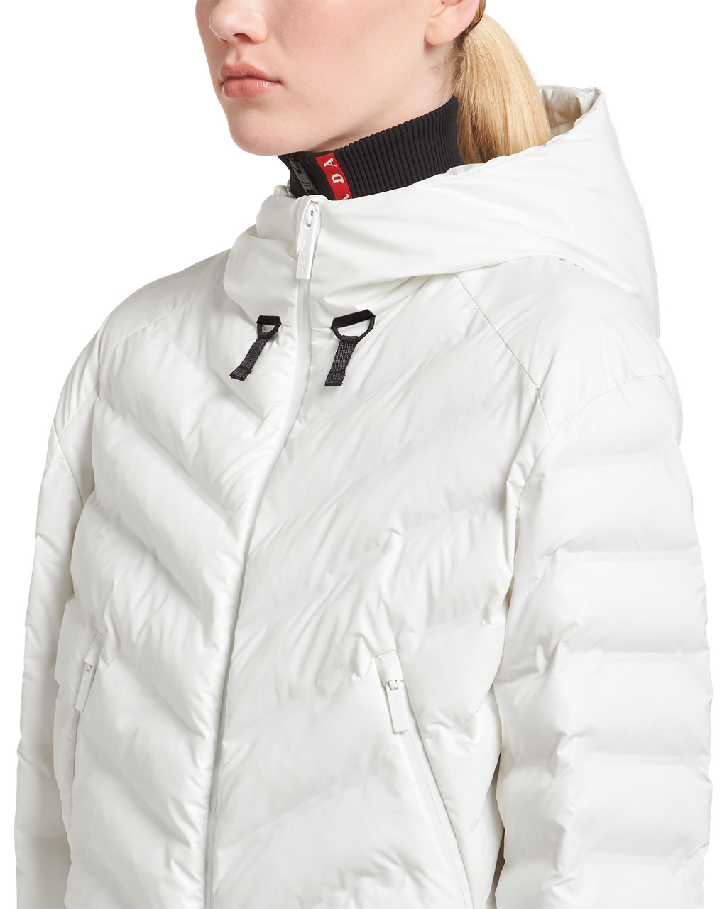 Prada Light Nylon Hooded Puffer Jacket White | 9730ZVRCE