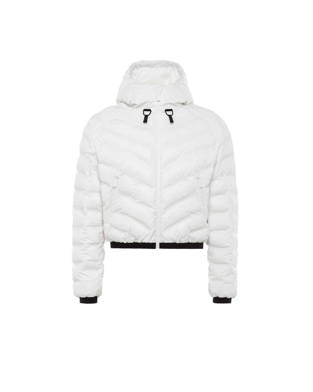 Prada Light Nylon Hooded Puffer Jacket White | 9730ZVRCE