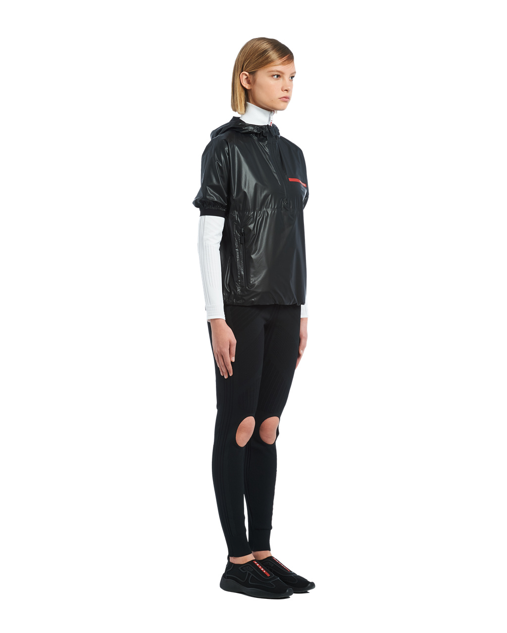 Prada Light Nylon Short-sleeved Jacket Black | 8927JQFOA