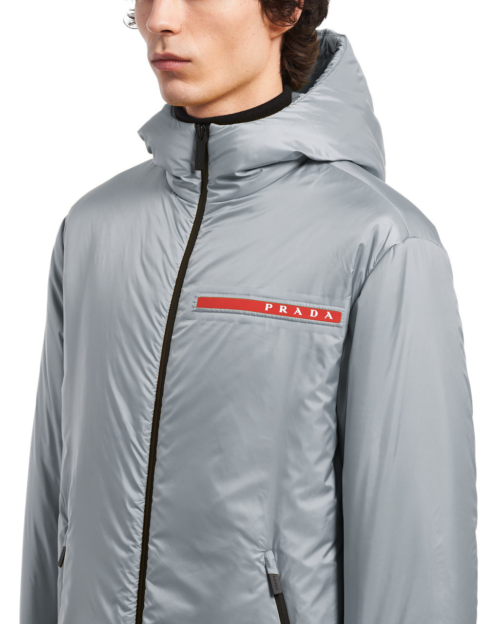 Prada Light Polyester Padded Jacket Aluminum | 0953LKGFT