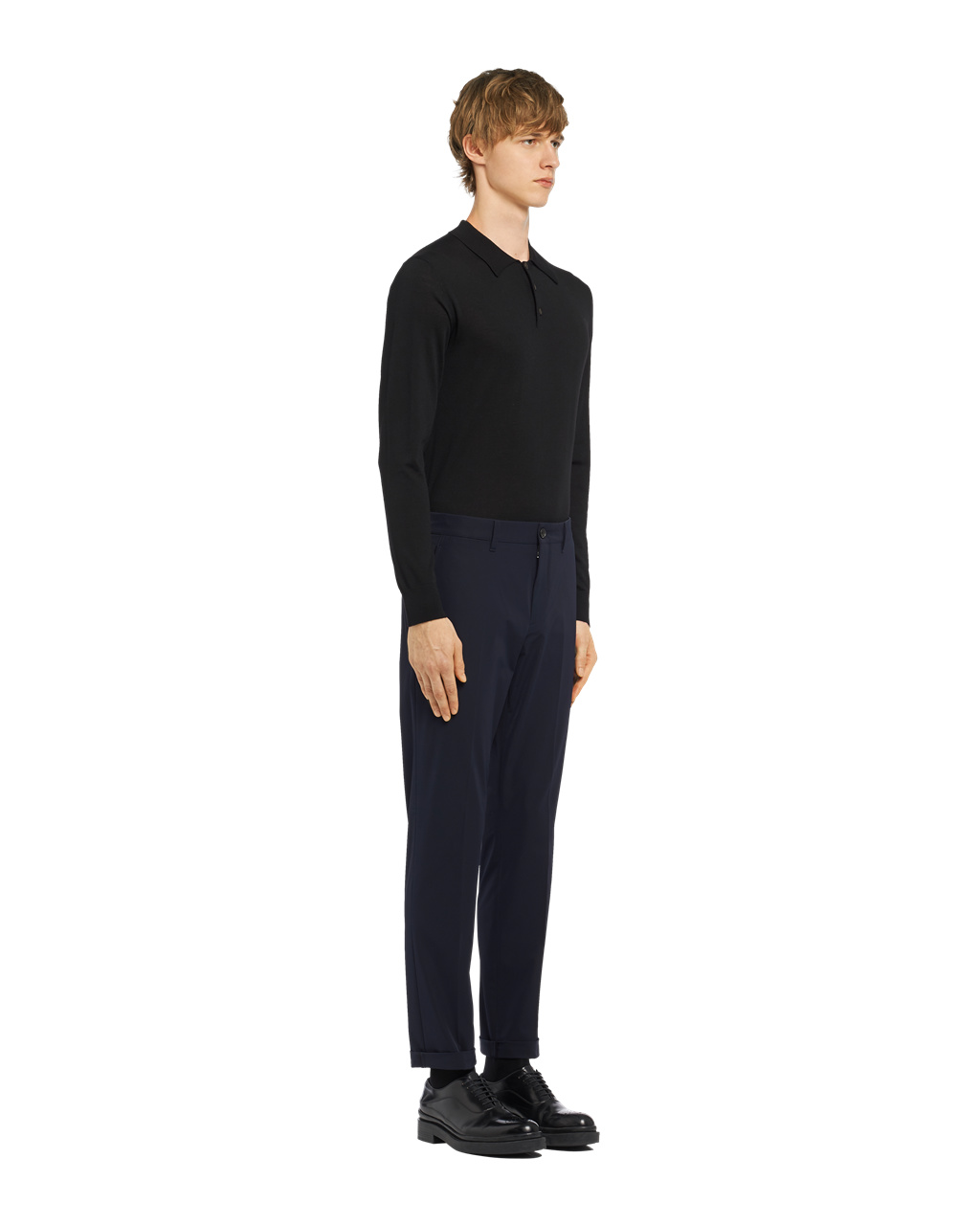 Prada Light Stretch Techno Fabric Trousers Navy | 8574JOZXL