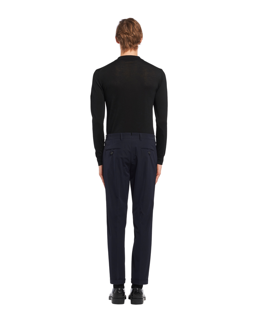 Prada Light Stretch Techno Fabric Trousers Navy | 8574JOZXL