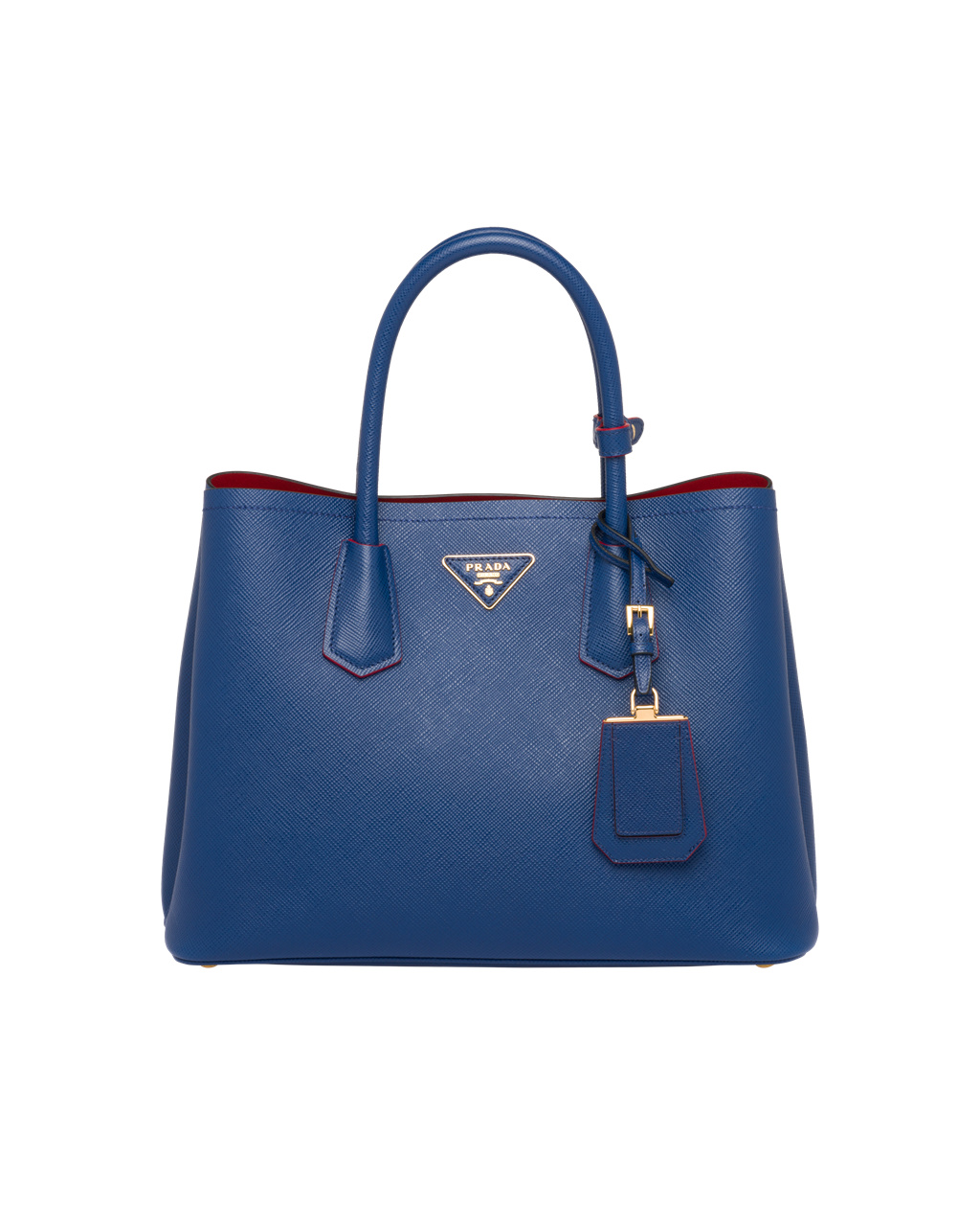 Prada Medium Saffiano Leather Double Prada Bag Bright Blue / Fiery Red | 2146UKTIQ