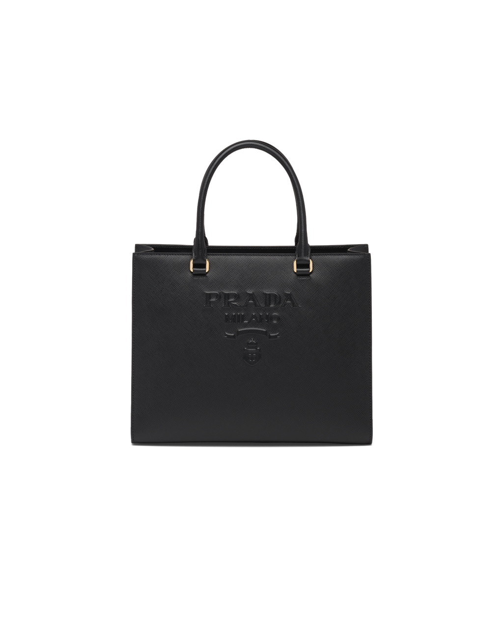 Prada Medium Saffiano Leather Handbag Black | 8362UBYPV