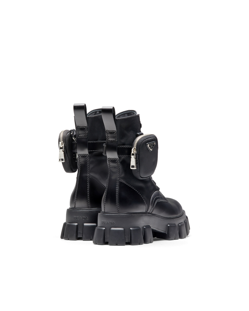 Prada Monolith Brushed Leather And Nylon Boots Black | 2367MNKLJ