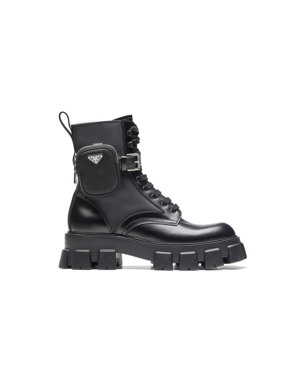 Prada Monolith Brushed Leather And Nylon Boots Black | 2367MNKLJ