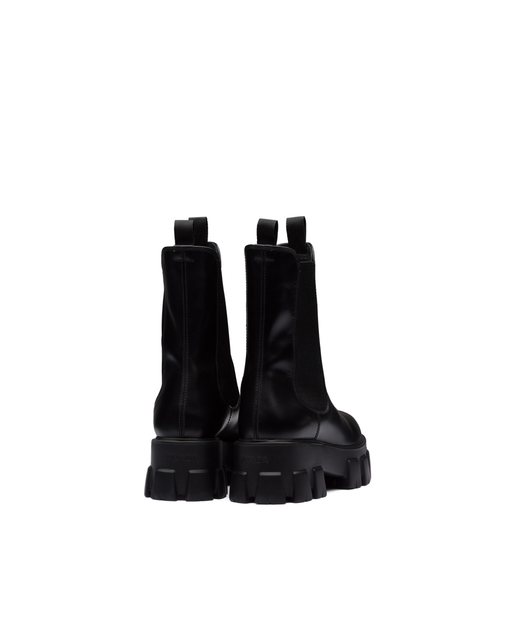 Prada Monolith Brushed Leather Boots Black | 2675BCRUS