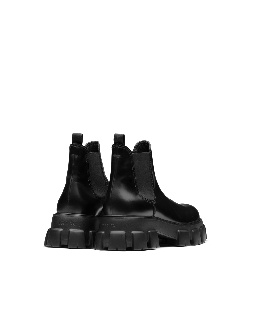 Prada Monolith Brushed Leather Chelsea Boots Black | 1604LZEFO