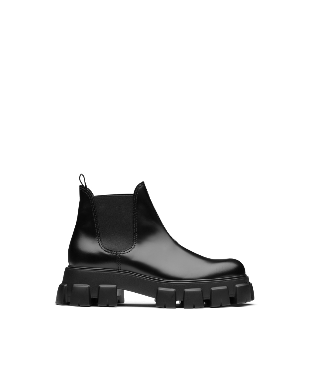 Prada Monolith Brushed Leather Chelsea Boots Black | 1604LZEFO