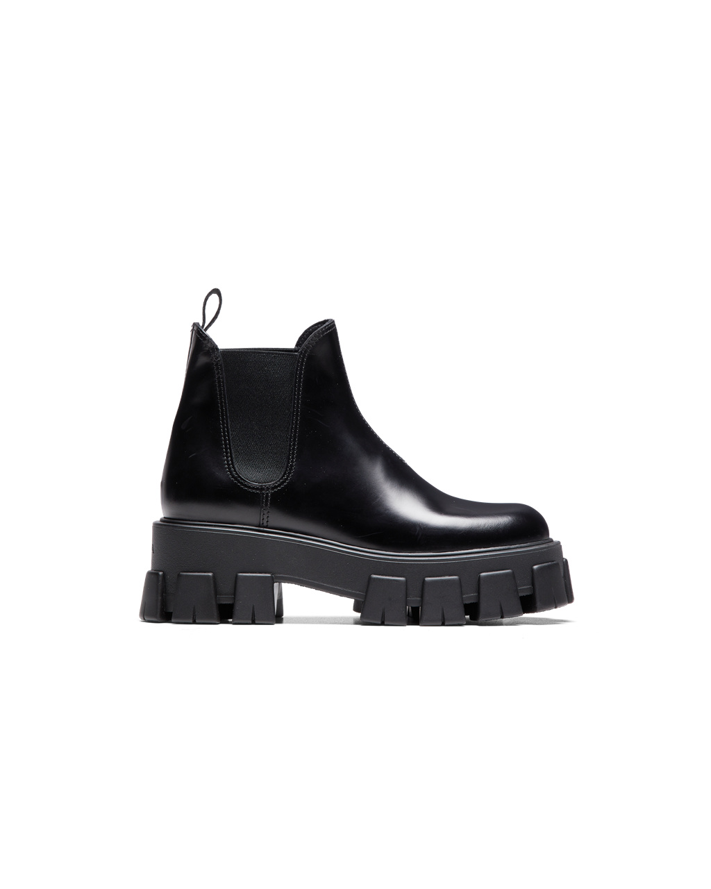 Prada Monolith Brushed Leather Chelsea Boots Black | 3109NQGZY