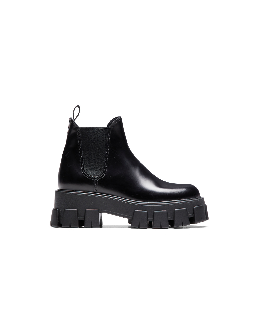 Prada Monolith Brushed Leather Chelsea Boots Black | 7431YTAHZ