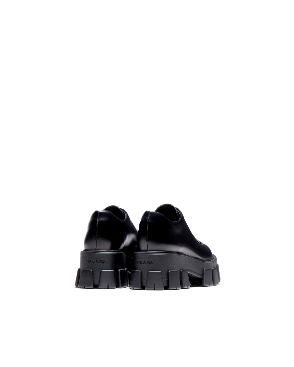 Prada Monolith Brushed Leather Lace-up Shoes Black | 1354MGPXH