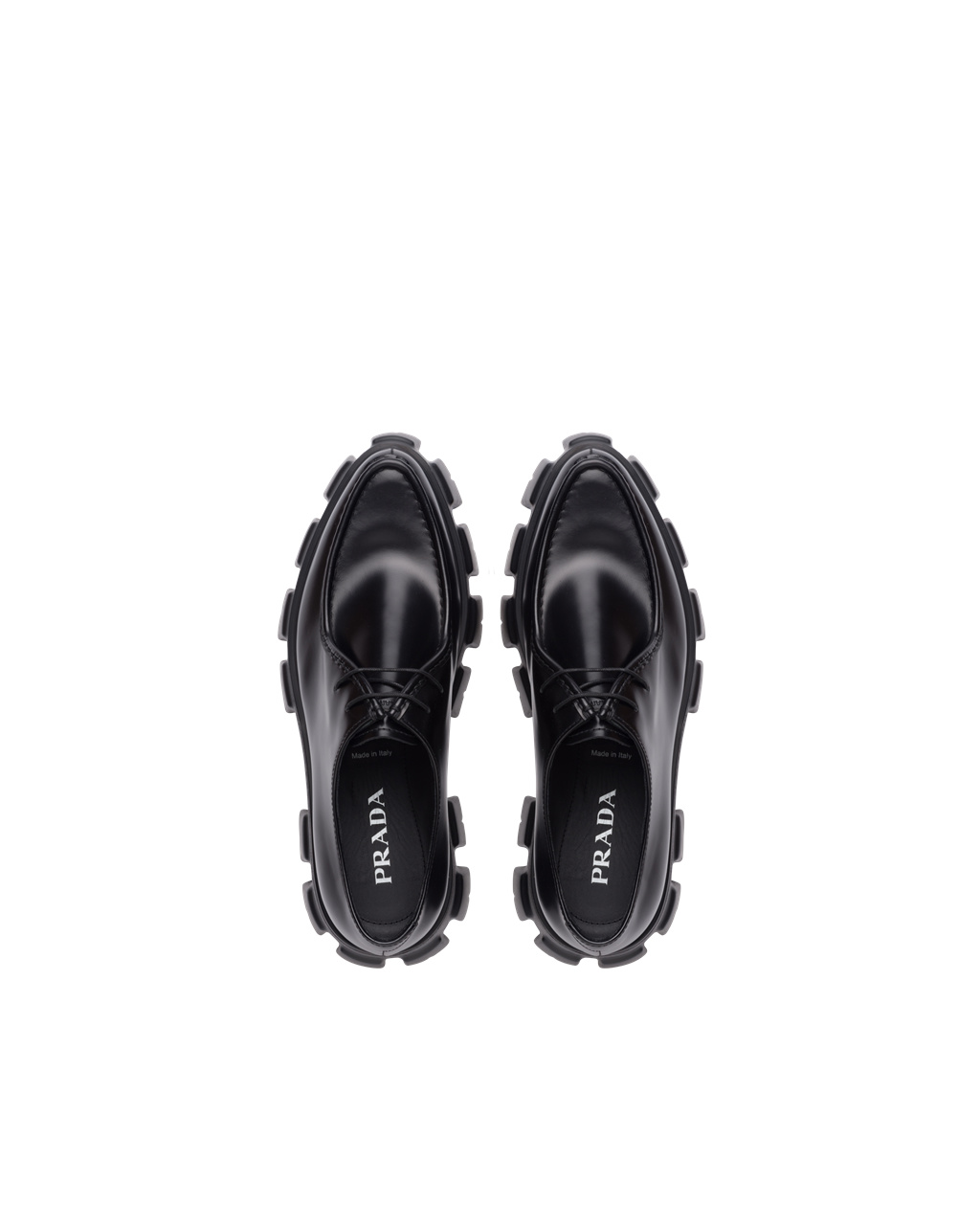 Prada Monolith Brushed Leather Lace-up Shoes Black | 6573QPLUT