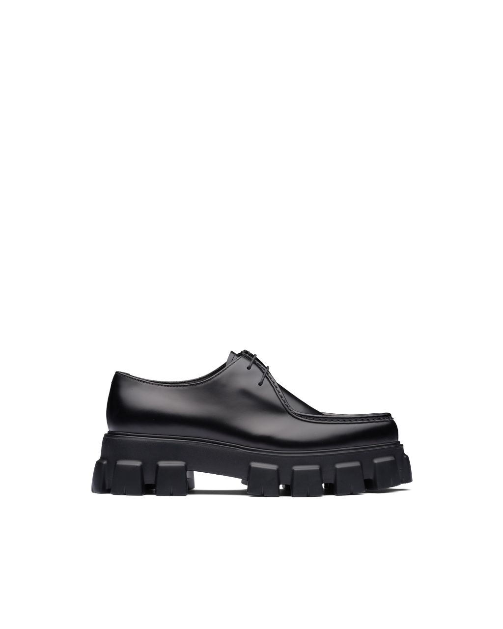 Prada Monolith Brushed Leather Lace-up Shoes Black | 6573QPLUT