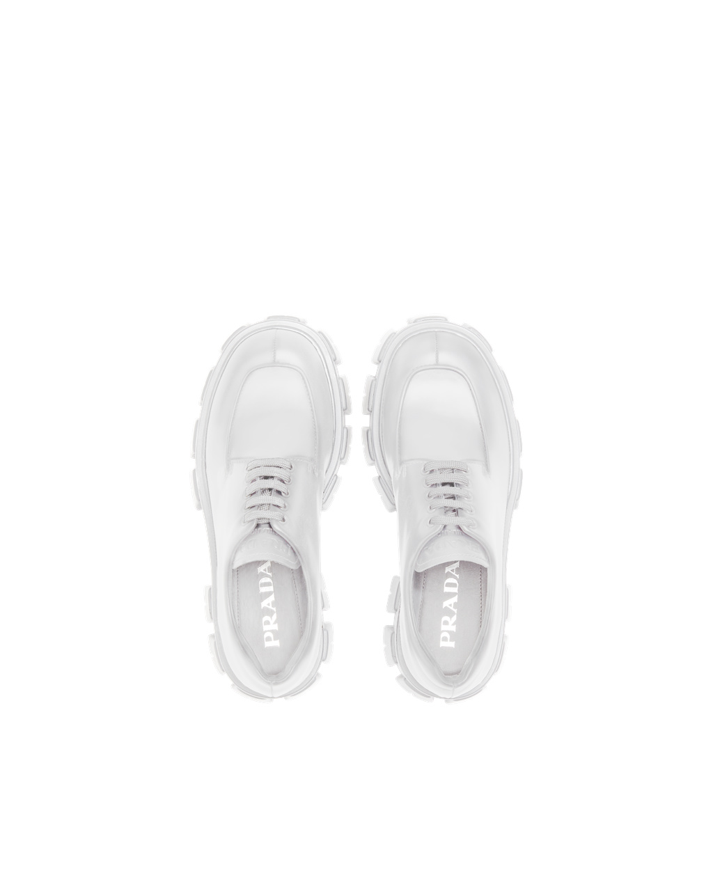 Prada Monolith Brushed Leather Lace-up Shoes White | 8697LITBH