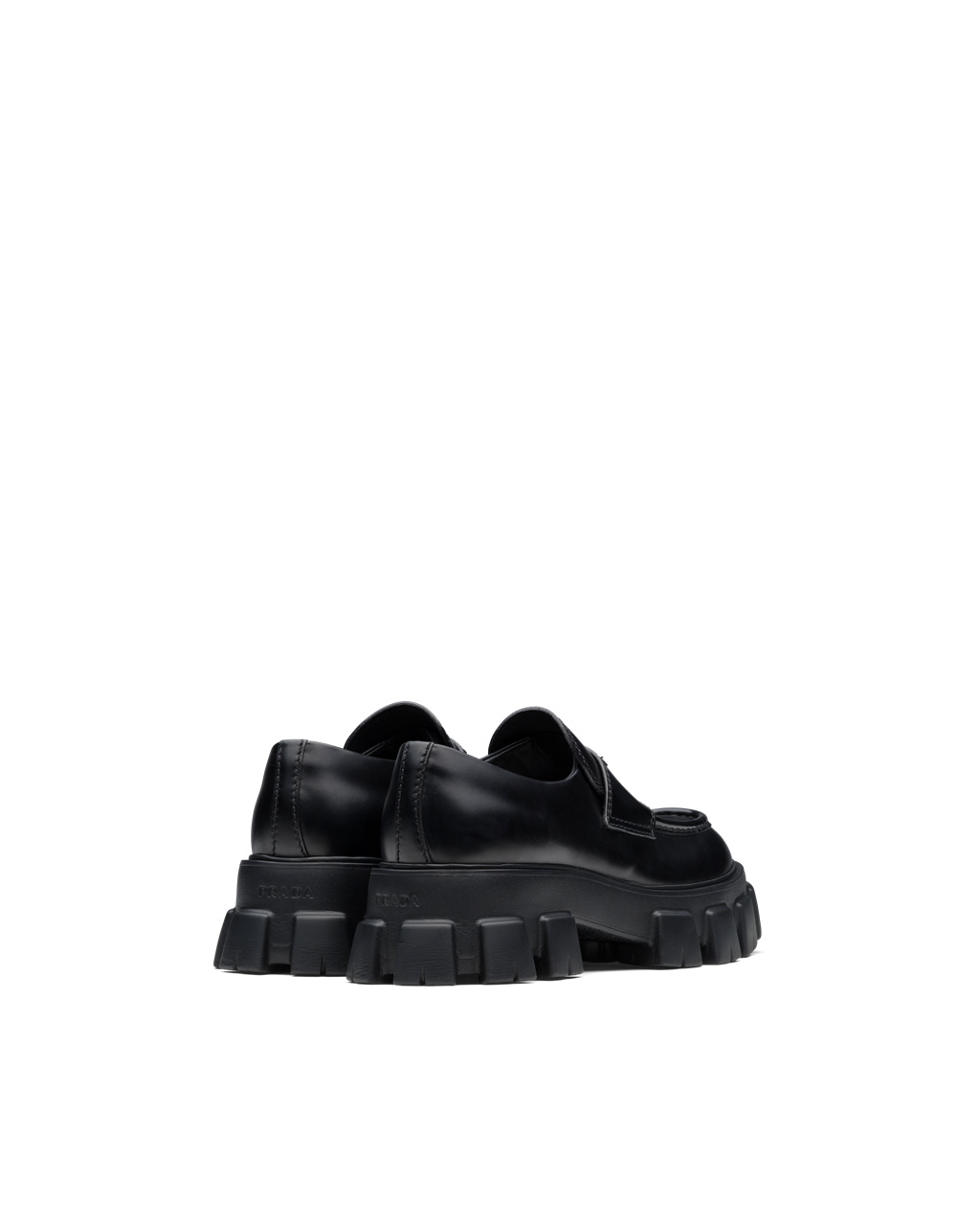 Prada Monolith Brushed Leather Loafers Black | 6248VIEDG