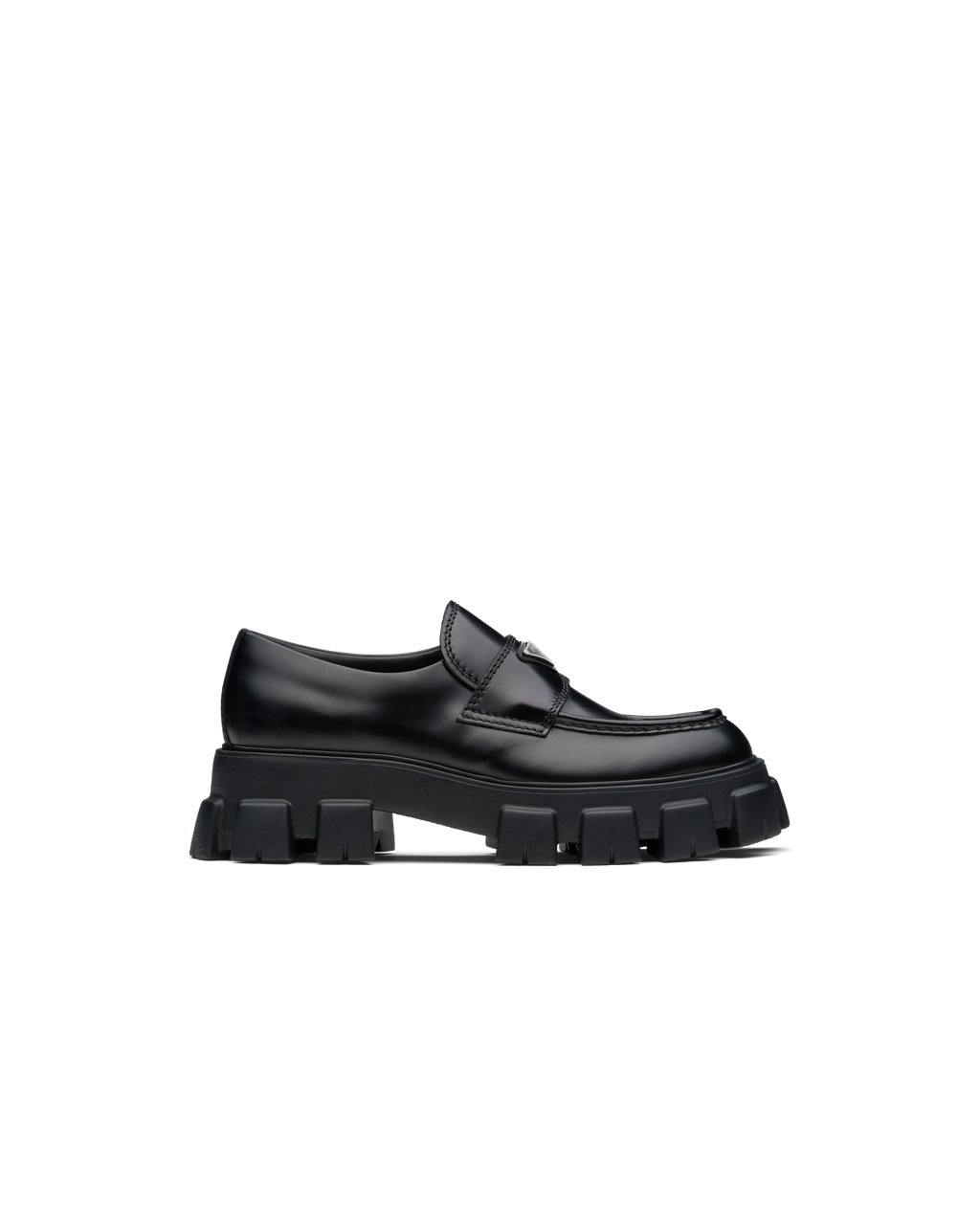Prada Monolith Brushed Leather Loafers Black | 6248VIEDG