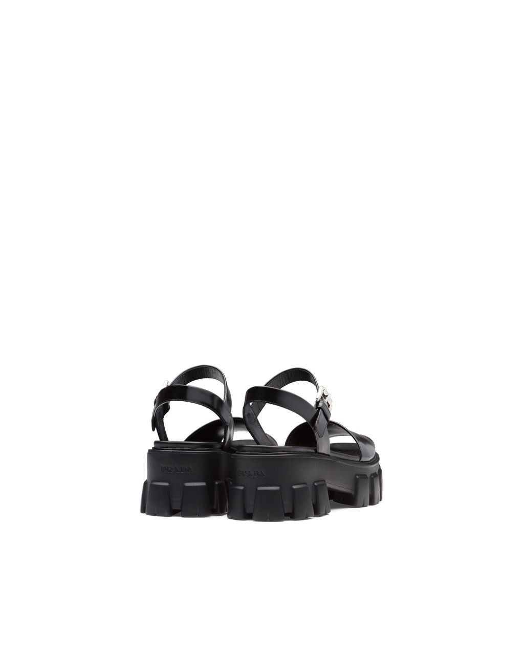 Prada Monolith Brushed Leather Sandals Black | 4520QODKW