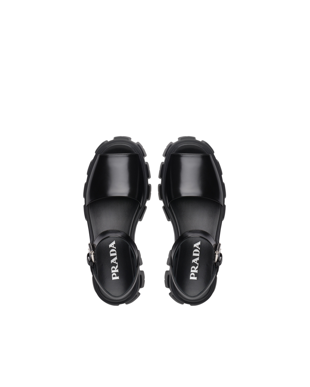 Prada Monolith Brushed Leather Sandals Black | 4520QODKW