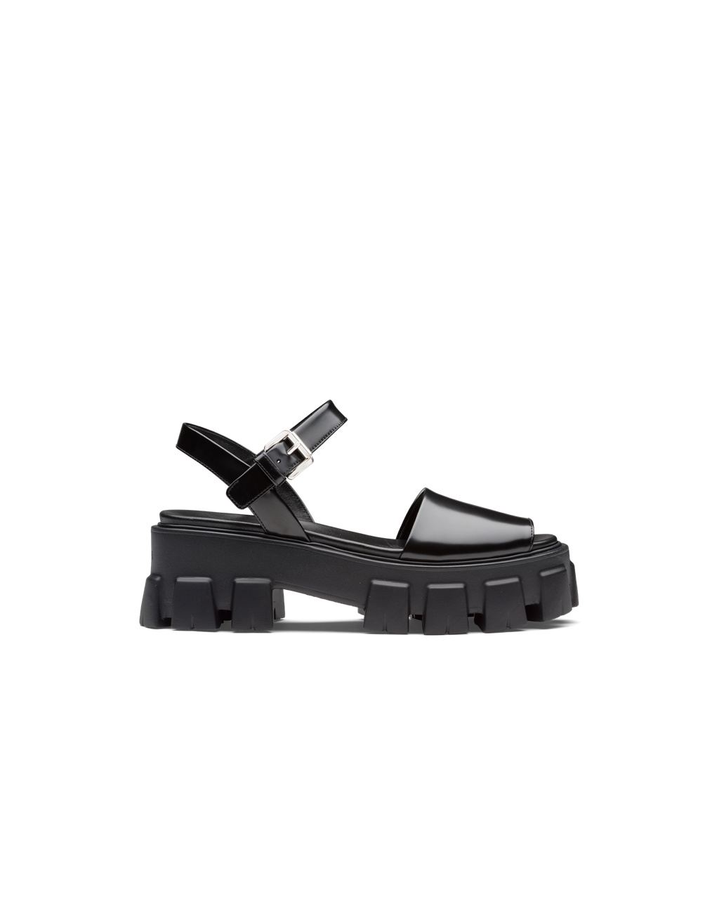 Prada Monolith Brushed Leather Sandals Black | 4520QODKW