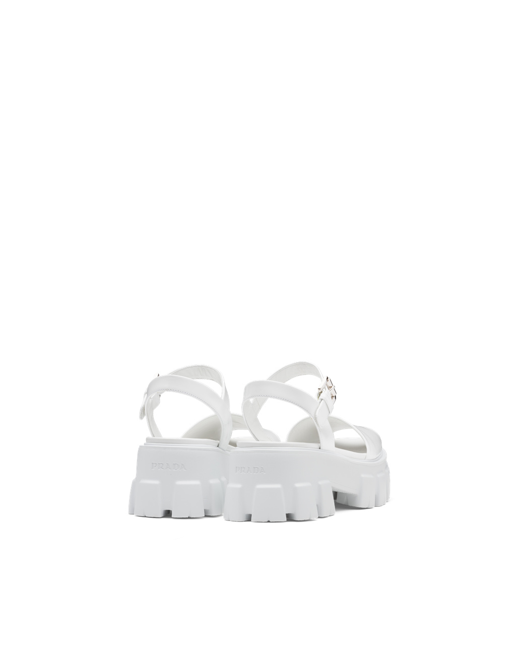 Prada Monolith Brushed Leather Sandals White | 3482PFUEG