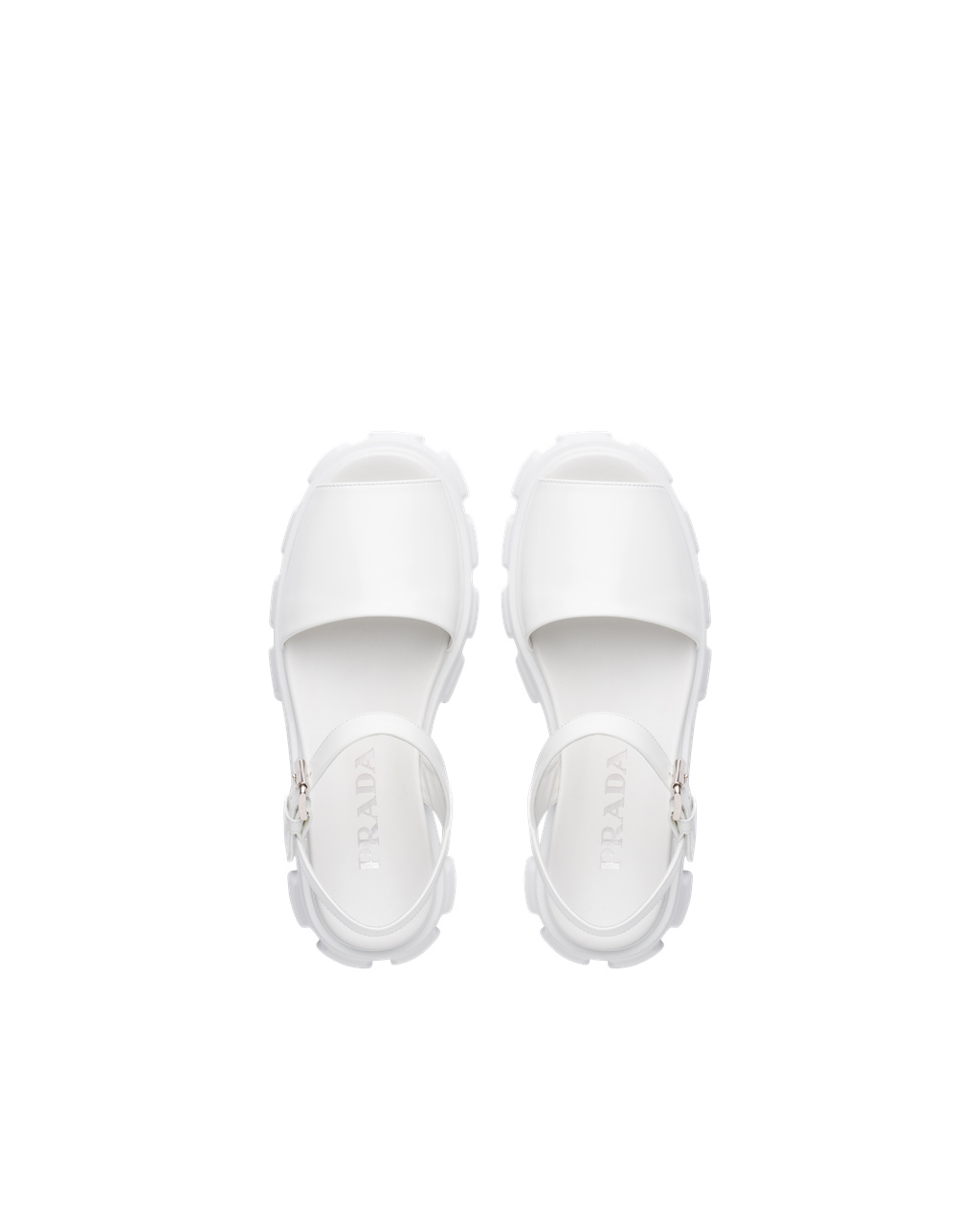 Prada Monolith Brushed Leather Sandals White | 3482PFUEG