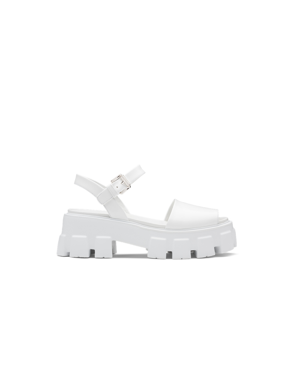 Prada Monolith Brushed Leather Sandals White | 3482PFUEG