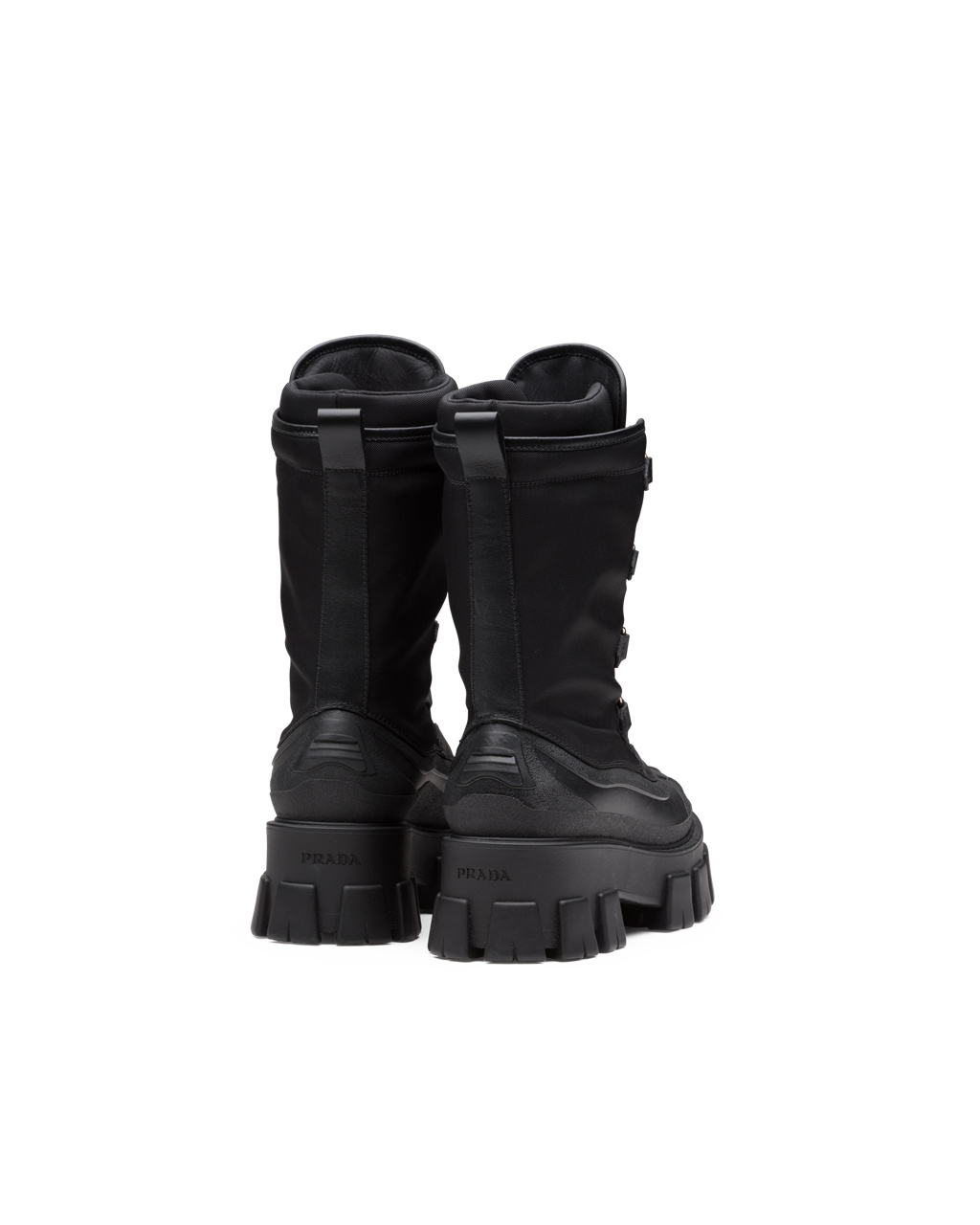 Prada Monolith Leather And Nylon Boots Black | 3078QOCDE