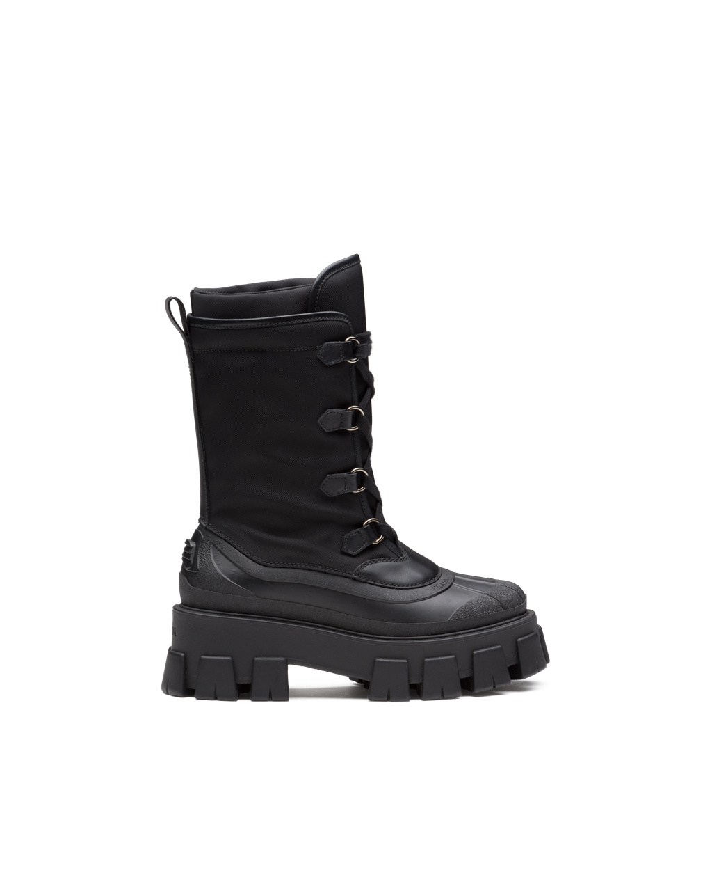 Prada Monolith Leather And Nylon Boots Black | 3078QOCDE