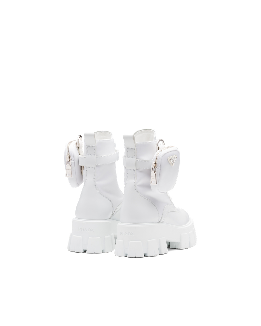 Prada Monolith Leather And Nylon Fabric Boots White | 0876UEIXP