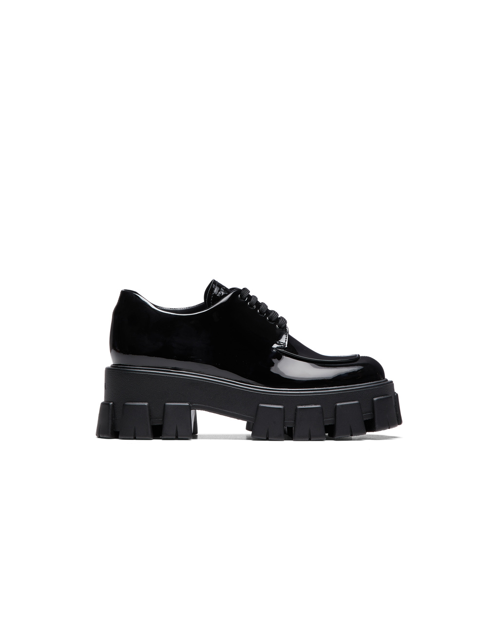 Prada Monolith Patent Leather Lace-up Shoes Black | 5984YHDWZ