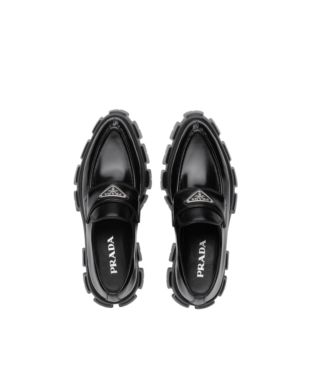 Prada Monolith Pointy Brushed Leather Loafers Black | 8153UEDZH