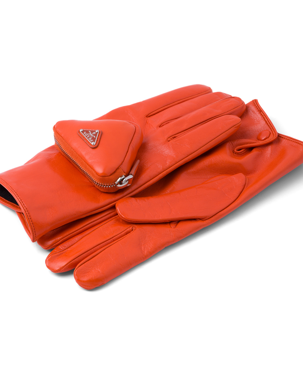 Prada Napa Leather Gloves Orange | 8092SRMDO